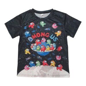 Among Us Impostor Crewmate Black T-Shirt Kids Size Small All-Over Print Tee